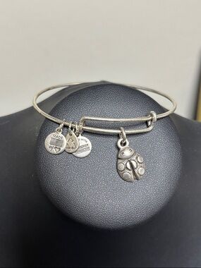 Alex and Ani Silver Ladybug Charm Bangle - Silver Tone Adjustable